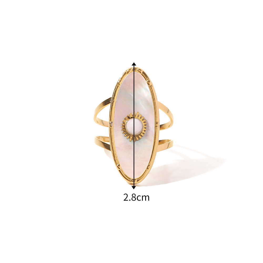 Wholesale Stainless Steel Gold-plated Irregular Gemstone Open Ring